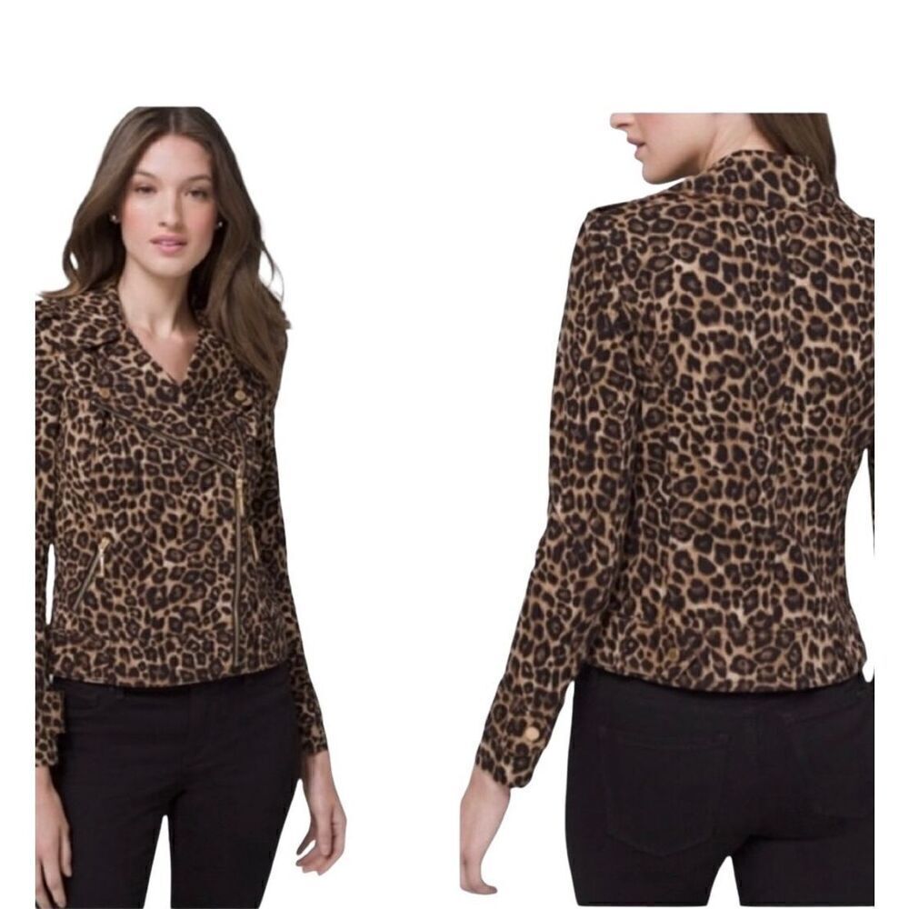 NWT WHBM leopard moto jacket sz 0